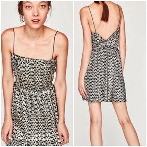 NWT Zara geometric metallic mini dress